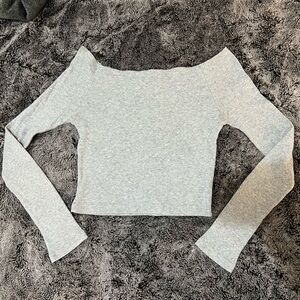 Brandy Melville Light Gray Ribbed Top